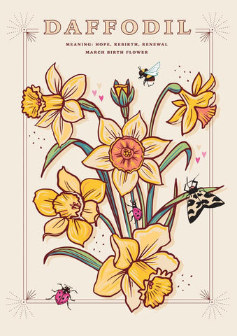 57AS117 - Carte de fleur de naissance jonquille (mars)