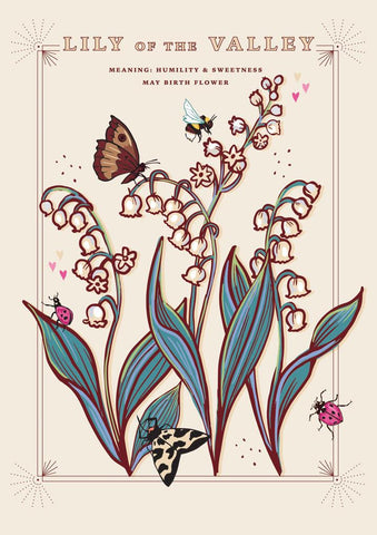 57AS119 - Carte de fleur de naissance du muguet (mai)