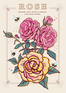 57AS120 - Carte de fleur de naissance Rose (juin)
