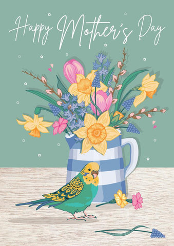 57AS136 - Carte de vœux avec pichet floral pour la fête des mères (6 cartes)