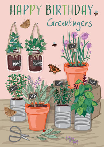 57AS137 - Happy Birthday Greenfingers Greeting Card (6 Cards)