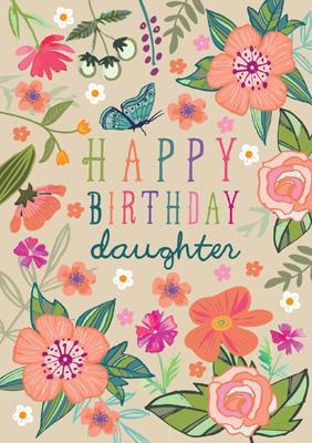 57AS40 - Flowers and Butterflies Daughter Birthday Card