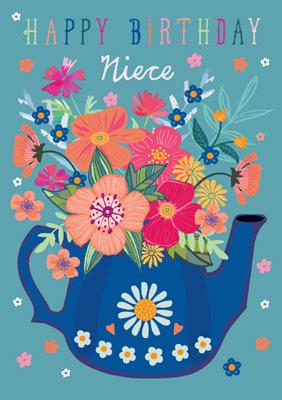 57AS54 - Happy Birthday Niece (Teapot) Birthday Card