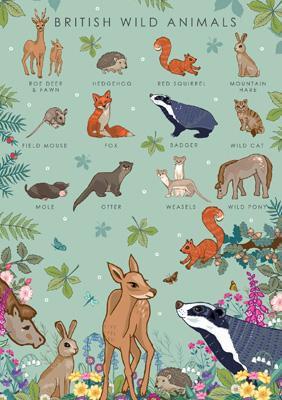 57AS64 - Guide naturel des animaux sauvages britanniques Carte de vœux