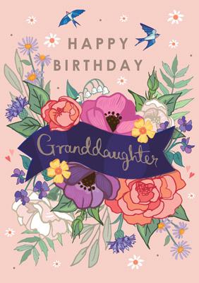 57AS78 - Carte d'anniversaire Joyeux anniversaire petite-fille (Bouquet)