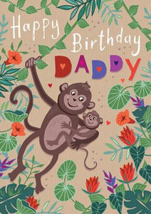57AS81 - Happy Birthday Daddy (Monkeys) Birthday Card
