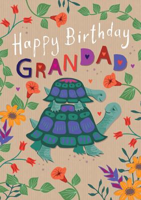 57AS82 - Carte d'anniversaire grand-père (tortues)