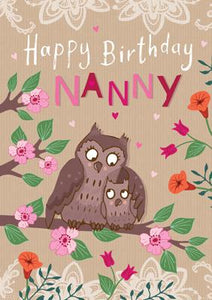 57AS84 - Happy Birthday Nanny (Owls) Birthday Card