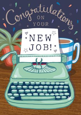 57AS90 - Congratulations on your New Job (Typewriter) Card