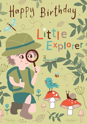 57AS96 - Carte d'anniversaire du petit explorateur