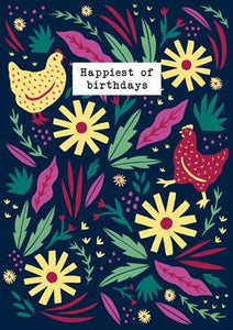 57BB56 - Happiest of Birthdays (Hens) Greeting Card