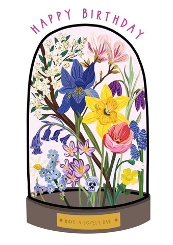 57BB82 - Happy Birthday Floral Bell Jar (6 Cards)