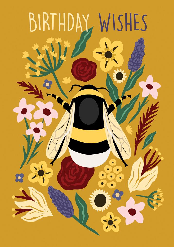 57BB83 - Floral Forest Bee Birthday Card (6 Cards)