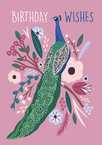 57BB85 - Birthday Wishes (Peacock) Greeting Card (6 Cards)