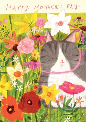 57DC02 - Carte de vœux chat joyeuse fête des mères (6 cartes)