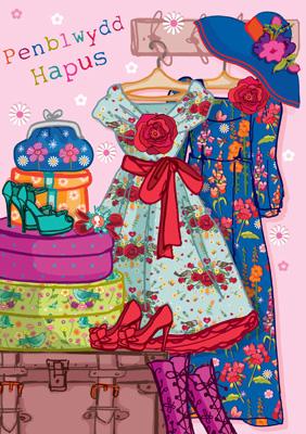 57DG25 - Present and Frocks Birthday Card (Welsh)