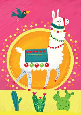 57ES05 - Llama and Cactus Greeting Card