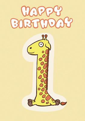57JK20 - Carte d'anniversaire 1er anniversaire (girafe)