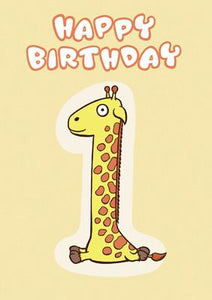57JK20 - Carte d'anniversaire 1er anniversaire (girafe)