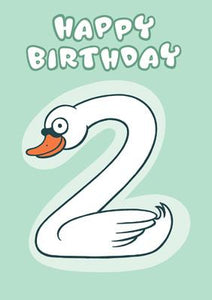 57JK21 - Happy 2nd Birthday (Swan) Greeting Card