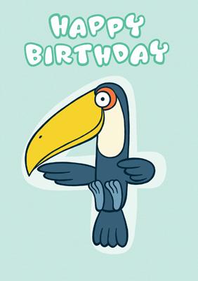 57JK23 - Happy 4th Birthday (Toucan) Greeting Card