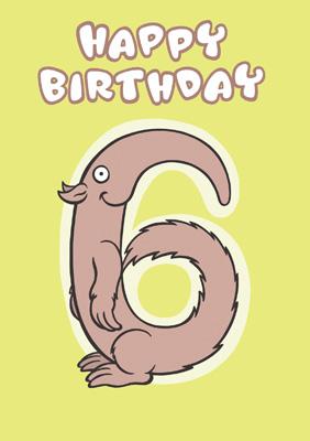 57JK25 - Happy 6th (Anteater) Birthday Card