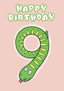 57JK28 - Joyeux 9e anniversaire (Serpent) Carte de vœux