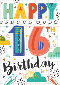 57JN01 - Happy 16th Birthday Greeting Card