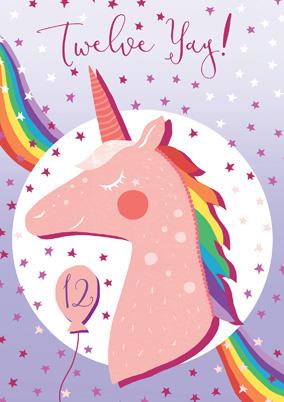 57JN12 - 12th Birthday (Unicorn) Greeting Card