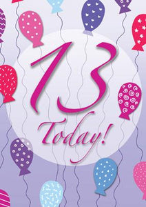 57JN14 - 13th Birthday (Balloons) Greeting Card