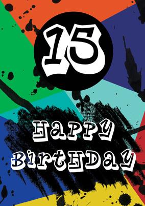 57JN17 - 15th Happy Birthday Card
