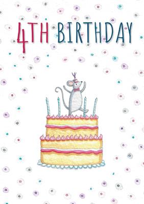 57JN24 - 4e anniversaire (souris) Carte de vœux