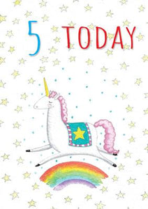 57JN25 - 5th Birthday (Unicorn) Greeting Card