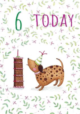57JN26 - 6e anniversaire (chien) Carte de vœux