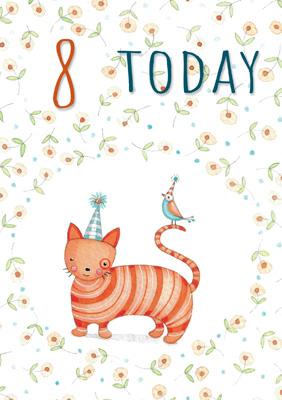 57JN28 - Happy 8th Birthday (Cat) Card