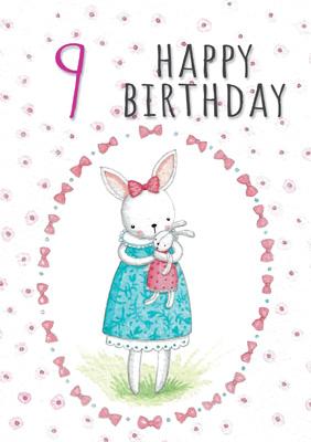 57JN29 - 9e anniversaire (lapin) Carte de vœux