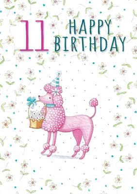 57JN31 - 11th Birthday (Poodle) Greeting Card