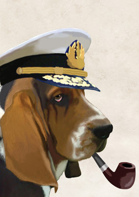 57LL01 - Captain Basset Hound Greeting Card (6 Cards)