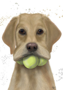 57LL09 - Carte de vœux Labrador avec balles de tennis (6 cartes)