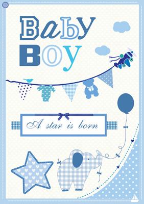 57MT07 - Bébé garçon (Une étoile est née) Carte de vœux