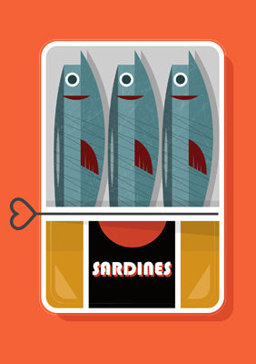 57MW12 - Sardines Greeting Card (6 Cards)