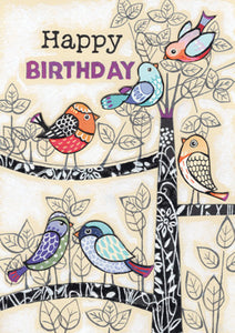 57PG01 - Happy Birthday Birds Greeting Card (Pack of 6)