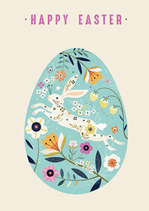 57RW02 - Carte de vœux œuf de Pâques floral (6 cartes)