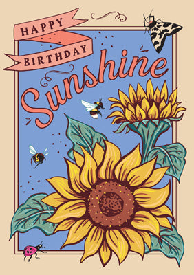 57SS03 - Carte de vœux Joyeux anniversaire Sunshine (6 cartes)