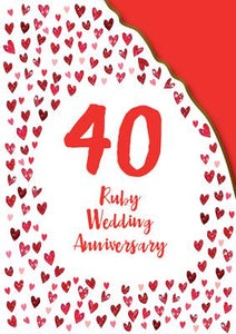 AG821 - Carte de vœux anniversaire de mariage Ruby (feuille et découpe)