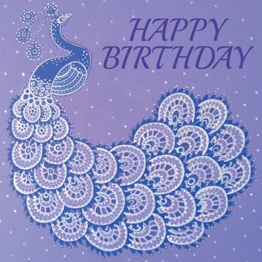 ATG106 - Happy Birthday Peacock Flittered Birthday Card