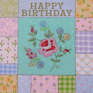 ATG112 - Patchwork Quilt Foiled Birthday Card