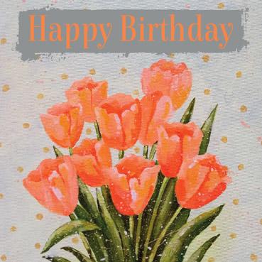 ATG113 - Joyeux anniversaire Tulipes Carte de vœux déjouée