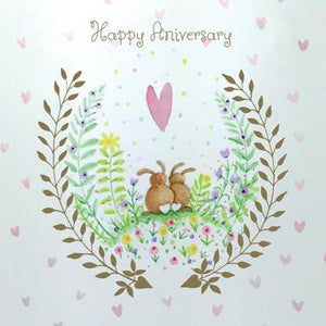 ATG120 - Happy Anniversary (Bunnies) Foil Greeting Card