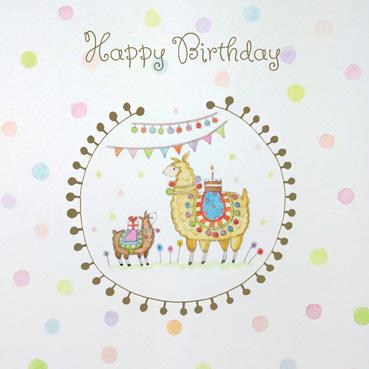 ATG125 - Carte de vœux joyeux anniversaire lamas
